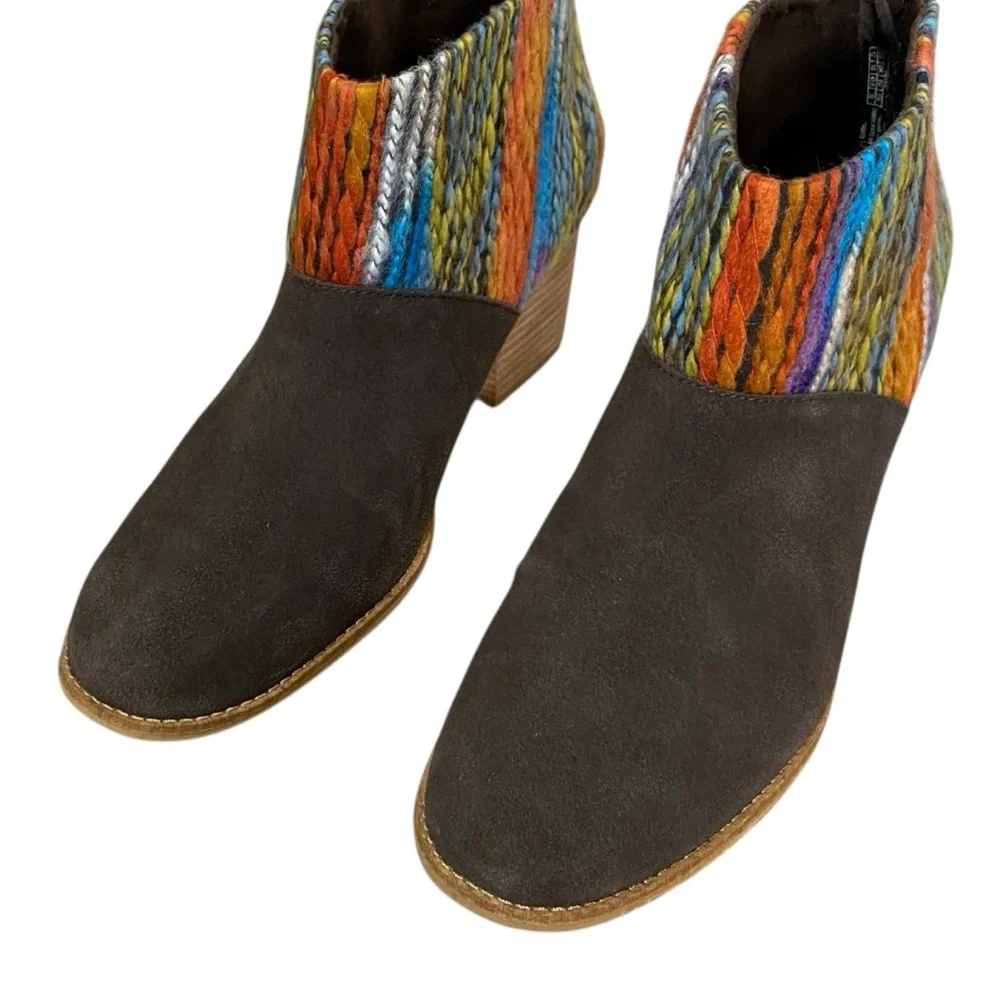 TOMS Blanket Aztec Stripe Leila Brown Suede Western Boho Bootie Women's 12 NEW - Picture 6 of 12